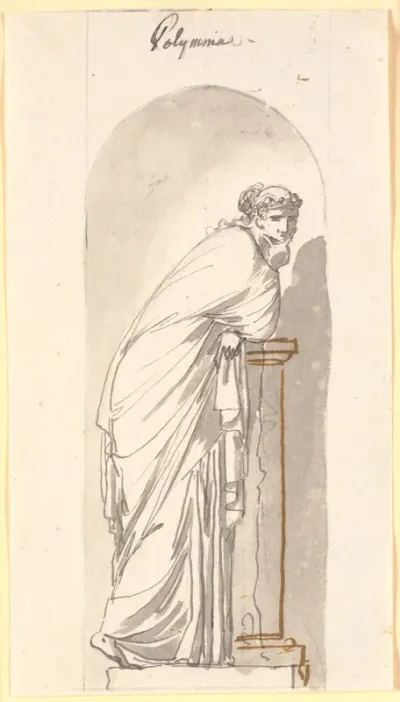 Polyhymnia, hymnedigtningens muse, som statue i en niche