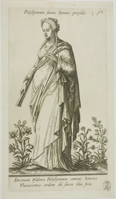 Polyhymnia, Muse of Hymns, plate 13 from Parnassus Biceps