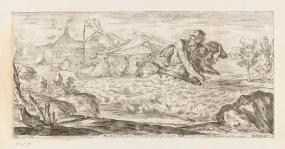Polyphemus achtervolgt de vloot van Aeneas