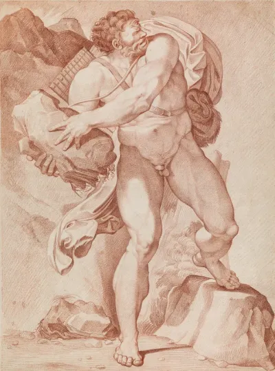 Polyphemus throwing a stone