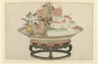 Pomegranates and Apples in a Bowl
