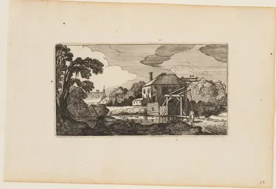 Pond before Wooden Bridge and a House, from Twelve landscapes with Figures