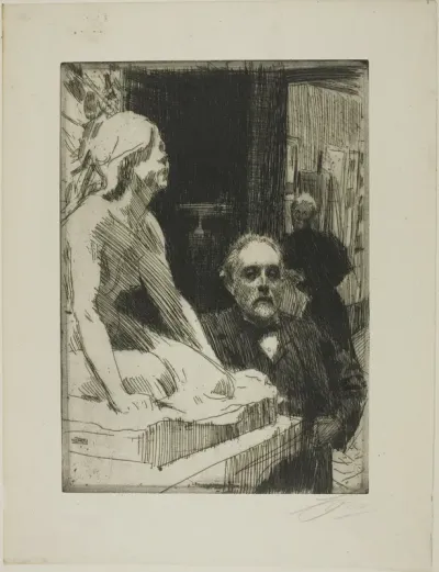 Pontus Fürstenberg and his Wife (standing near Hasselberg's "Frog")