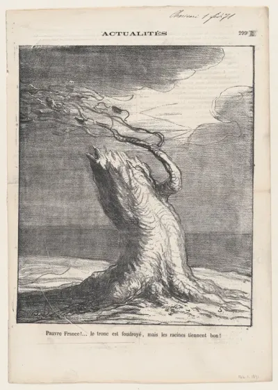 Poor France... the trunk was struck by lightning, but the roots hold fast, from 'News of the day,' published in Le Charivari, February 1, 1871