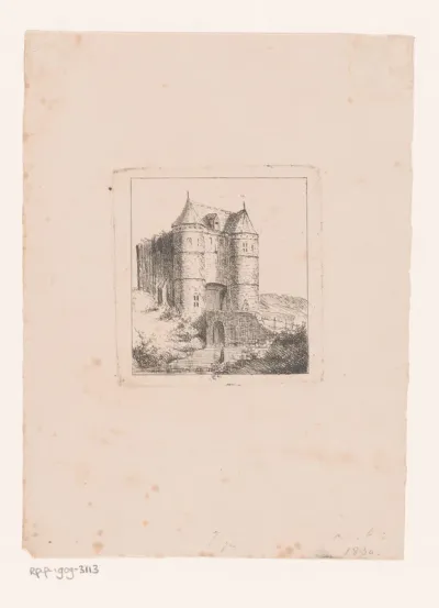 Poort met torens en toegangsbrug