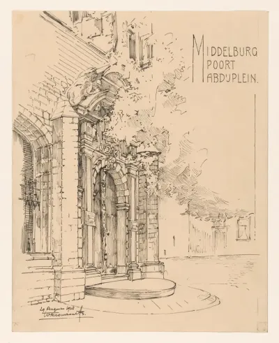 Poort van het Abdijplein te Middelburg