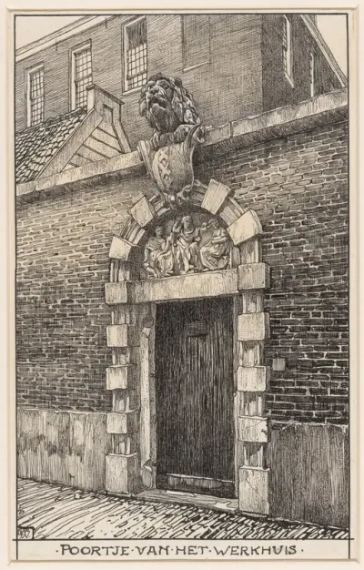 Poortje aan het Werkhuis (Leeuwenpoort), in de Nieuwe Kerkstraat te Amsterdam