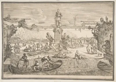Port of Livorno with Statue of Ferdinand I, from 'Views of the port of Livorno' (Vues du port de Livourne)