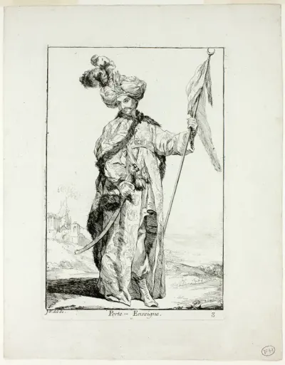 Porte-Enseigne, plate three from Caravanne du Sultan à la Mecque
