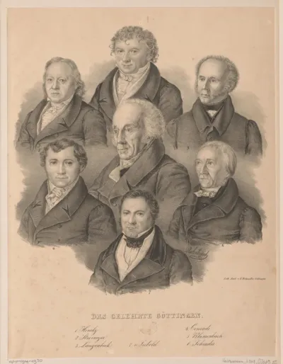 Portetten van zeven geleerden uit Göttingen