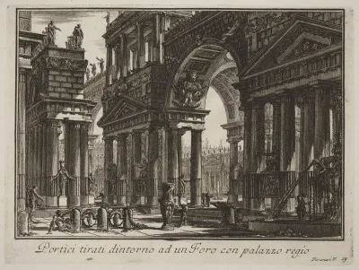 Portici tirati dintorno ad un Foro con palazzo regio