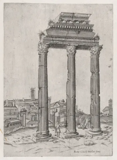 Portico of the Temple of Julius, from "Speculum Romanae Magnificentiae"