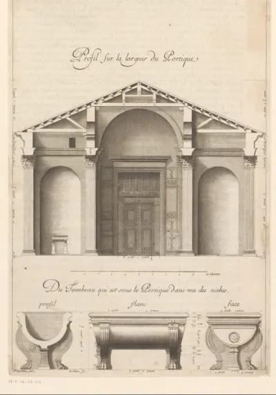 Portiek van het Pantheon in Rome en drie tombes