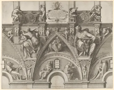 Portion of the Ceiling of the Sistine Chapel with the Libyan Sibyl, Prophet Daniel, Jesse, David, and Solomon, from Sibyls and Prophets from the Sistine Chapel Vaults