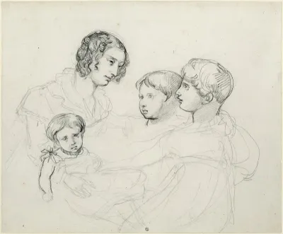 Portrait d'une femme et de trois enfants