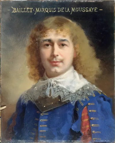 Portrait de Georges Baillet, sociétaire de la Comédie-Française dans le rôle du Marquis de la Moussaye dans "Mademoiselle du Vigean"
