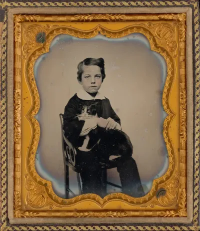 Portrait of a Boy and Cat