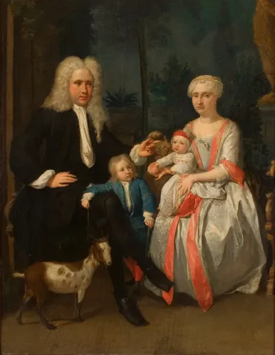 Portrait of a couple with two children