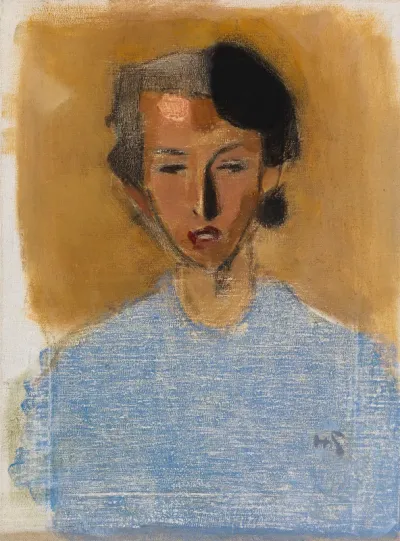 Portrait of a Girl in Blue and Brown (Inez)