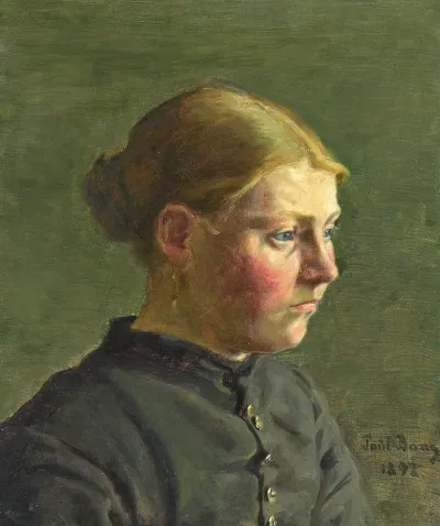 Portrait of a girl with a gold earring.