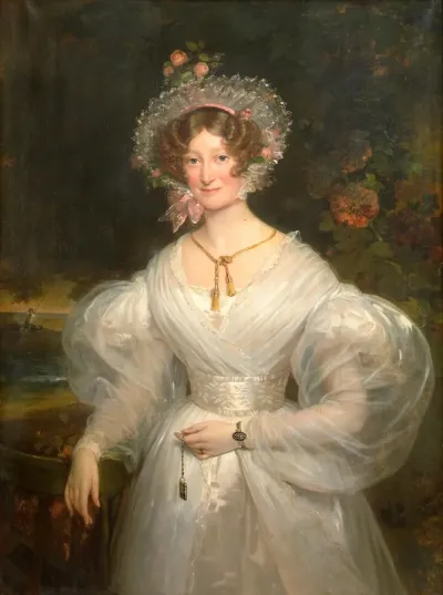 Portrait of a lady in a wooded landscape