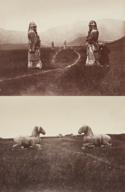 Portrait of a Man at Nanking Tombs/Stone Warriors; Stone Horses