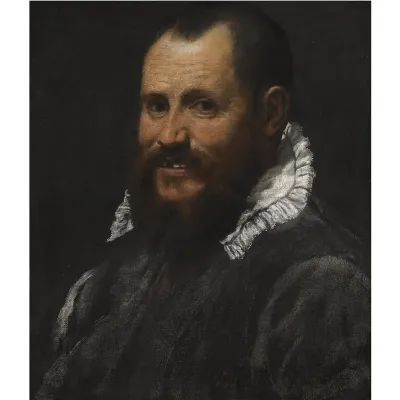 Portrait of a man, bust length, in a white collar