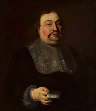 Portrait of a man holding a letter.
