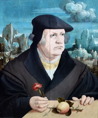 Portrait of a Man in a Landscape holding a Carnation