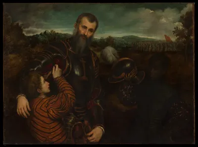 Portrait of a Man in Armor with Two Pages