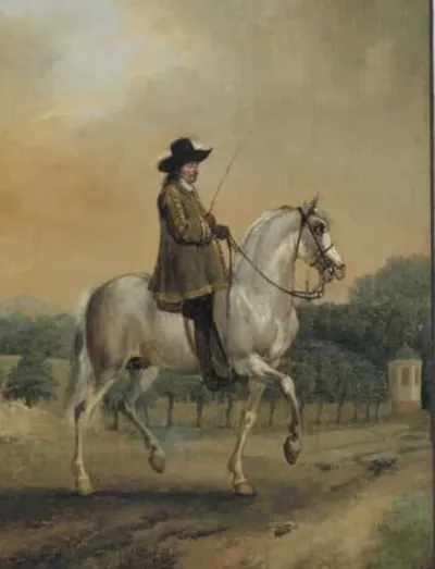 Portrait of a Man on a Grey Horse