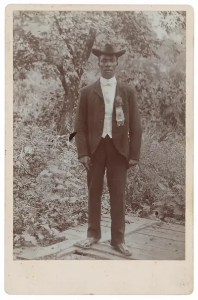 Portrait of a Man Wearing a Fraternal Ribbon