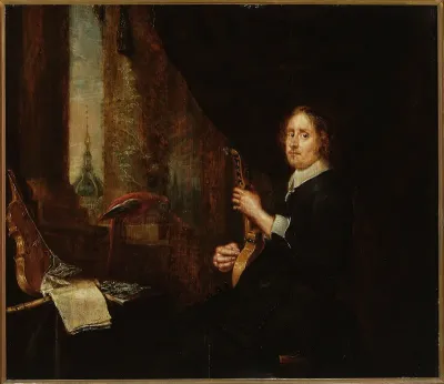 Portrait of a man with a cittern.