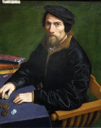 Portrait of a Man with coins