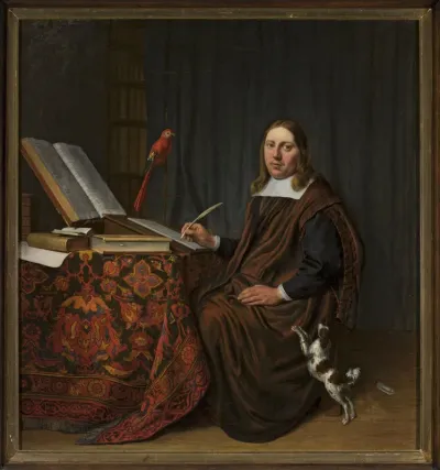 Portrait of a man writing at a table (Scholar in his study)