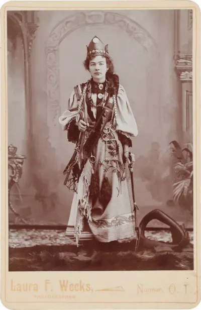 Portrait of a Woman Advertising Leather Products