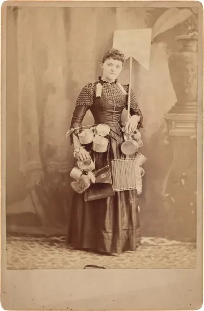 Portrait of a Woman Advertising Tinware