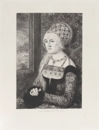 Portrait of a Woman, after Bernhard Strigel, from "Etchings of Pictures in the Metropolitan Museum New York"