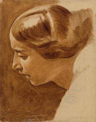 Portrait of a woman (Edla Blommér?) ; unfinished