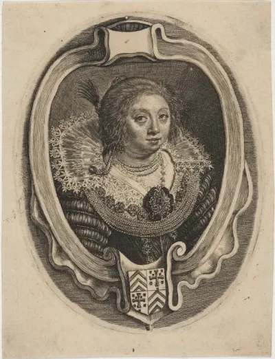 Portrait of a Woman in an Oval with Coat of Arms