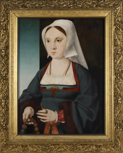 Portrait of a woman with a rosary