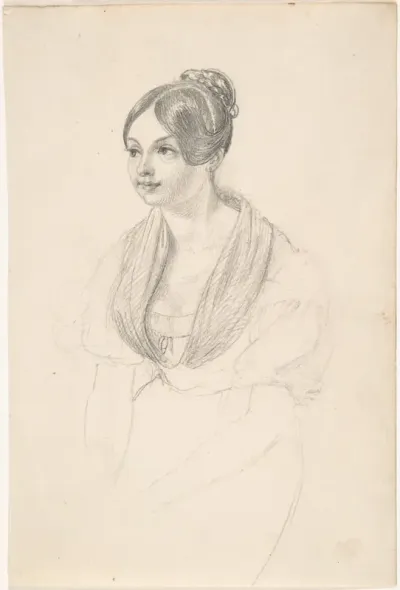 Portrait of a Young Woman; verso: Sketch of a Young Woman with her Hands Resting on a Table