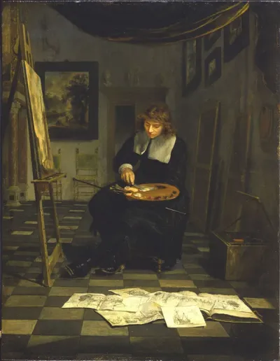 Portrait of an Artist in His Studio (Willem van de Velde?)