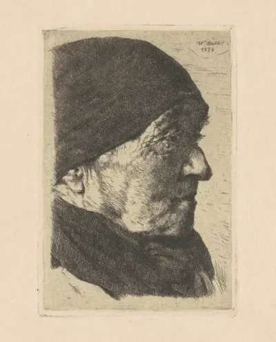 Portrait of an Old Peasant Woman, in Profile to the Right