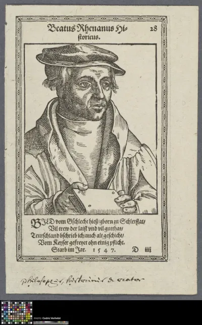 Portrait of Beatus Rhenanus, German humanist