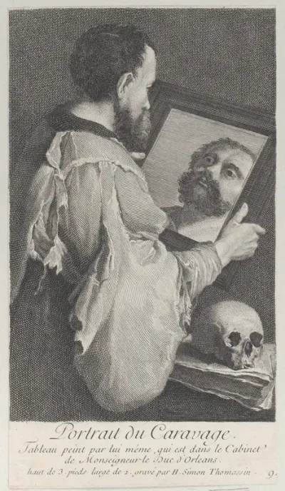 Portrait of Caravaggio, turned to the right and looking at his reflection in a mirror