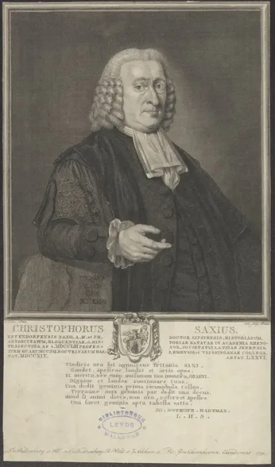 Portrait of Christophorus Saxius, professor of history at Utrecht