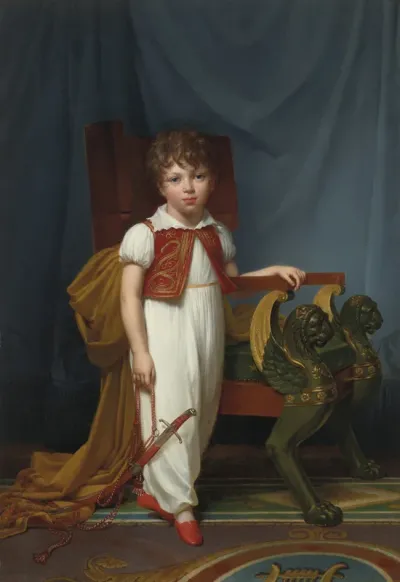 Portrait of Eugene Isabey (1803-1886), full-length, with a sword