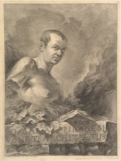 Portrait of G.B. Piranesi in imitation of an antique bust, from "Opere varie di Architettura, prospetive, grotteschi, antichità; inventate, ed incise da Giambattista Piranesi Architetto Veneziano" (Various Works of Architecture, perspectives, grotesq