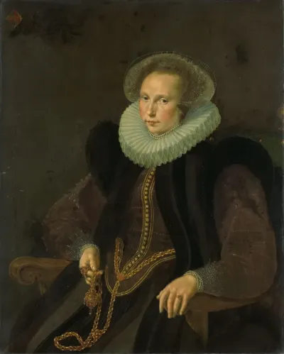 Portrait of Griete Jacobsdr van Rhijn (1585-1652). Wife of Jacob Cornelisz Banjaert, called van Neck